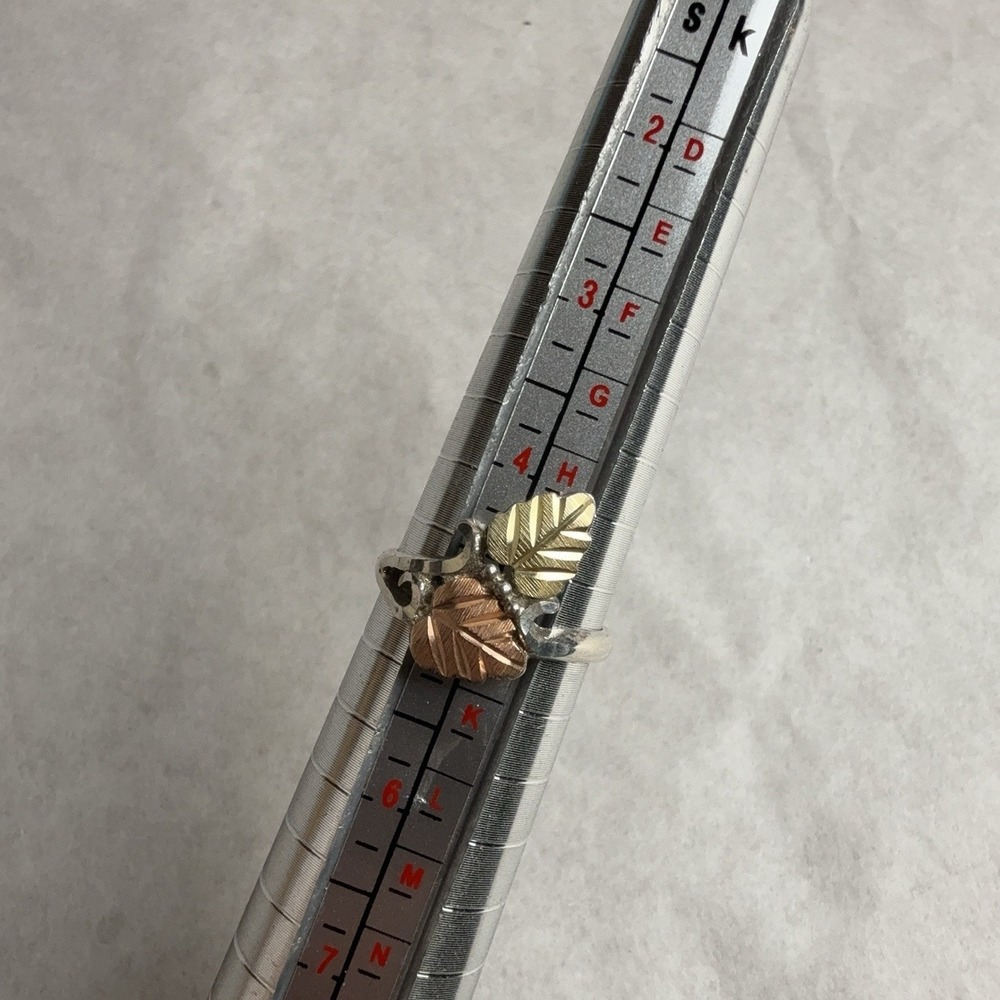 Black Hills Gold Sterling Silver Leaf Band Ring Multicolor Size 8 Statement